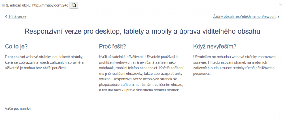 Detail úkolů - Návod pro použití obrazovky | Marketing mapy